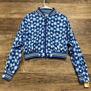 FP Movement by Free People Blue and White Patterned Blazer